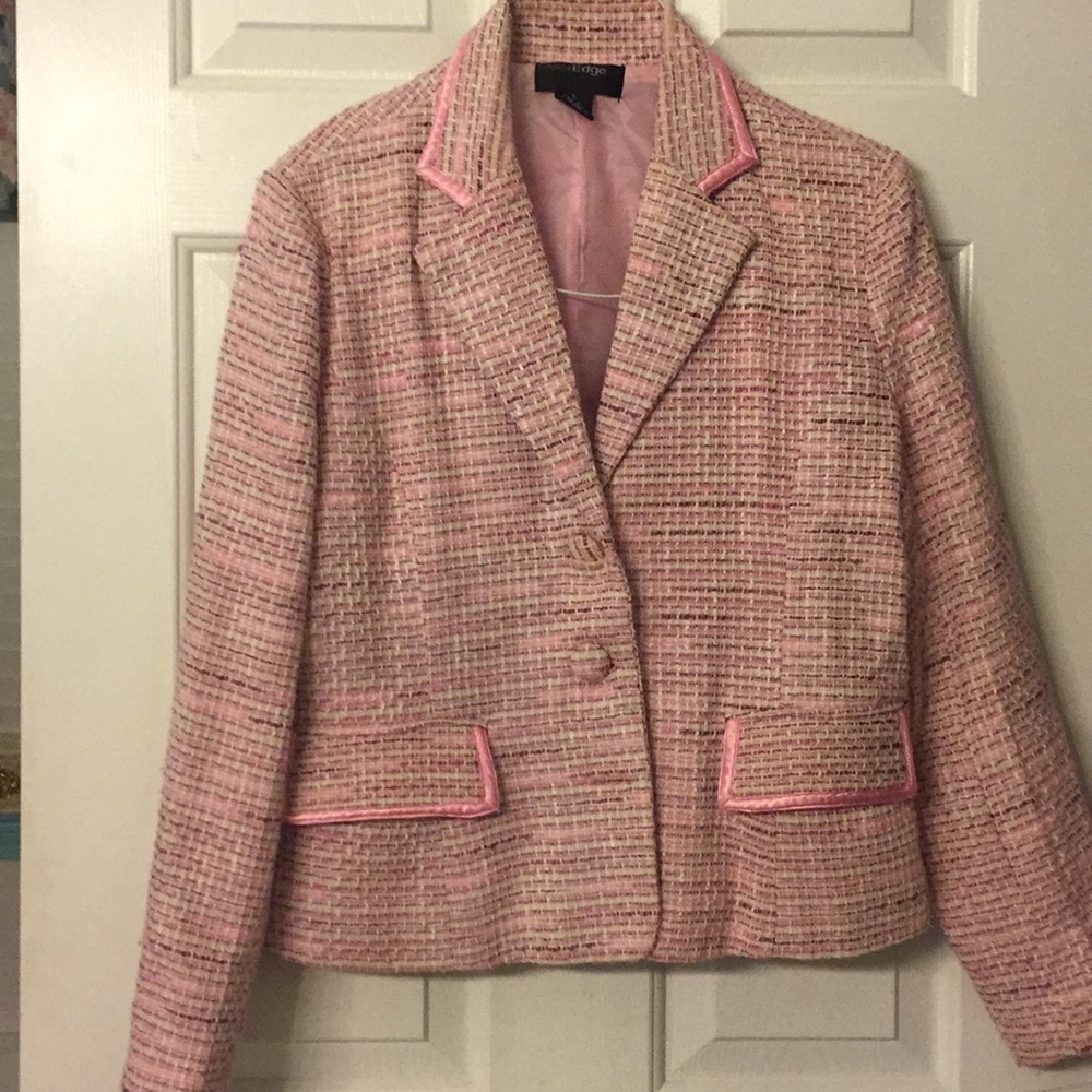 OuterEdge pink and white lined jacket